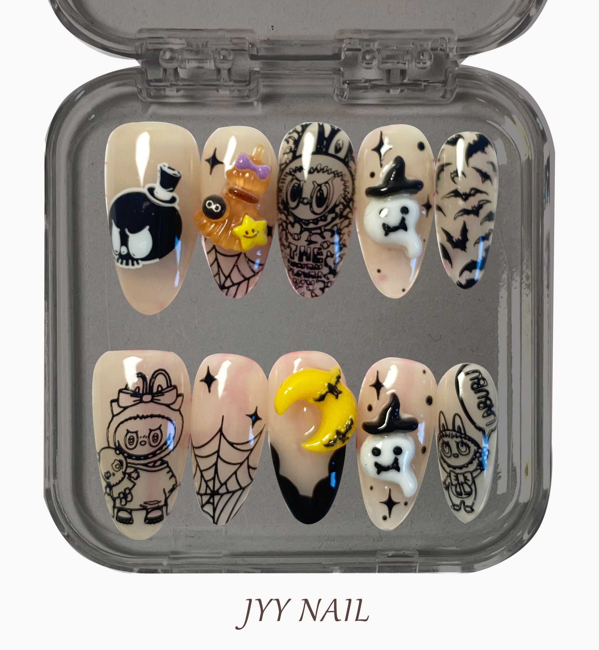 A118 Día de Todos los Santos: Colección de diseños de uñas de Halloween pintados a mano