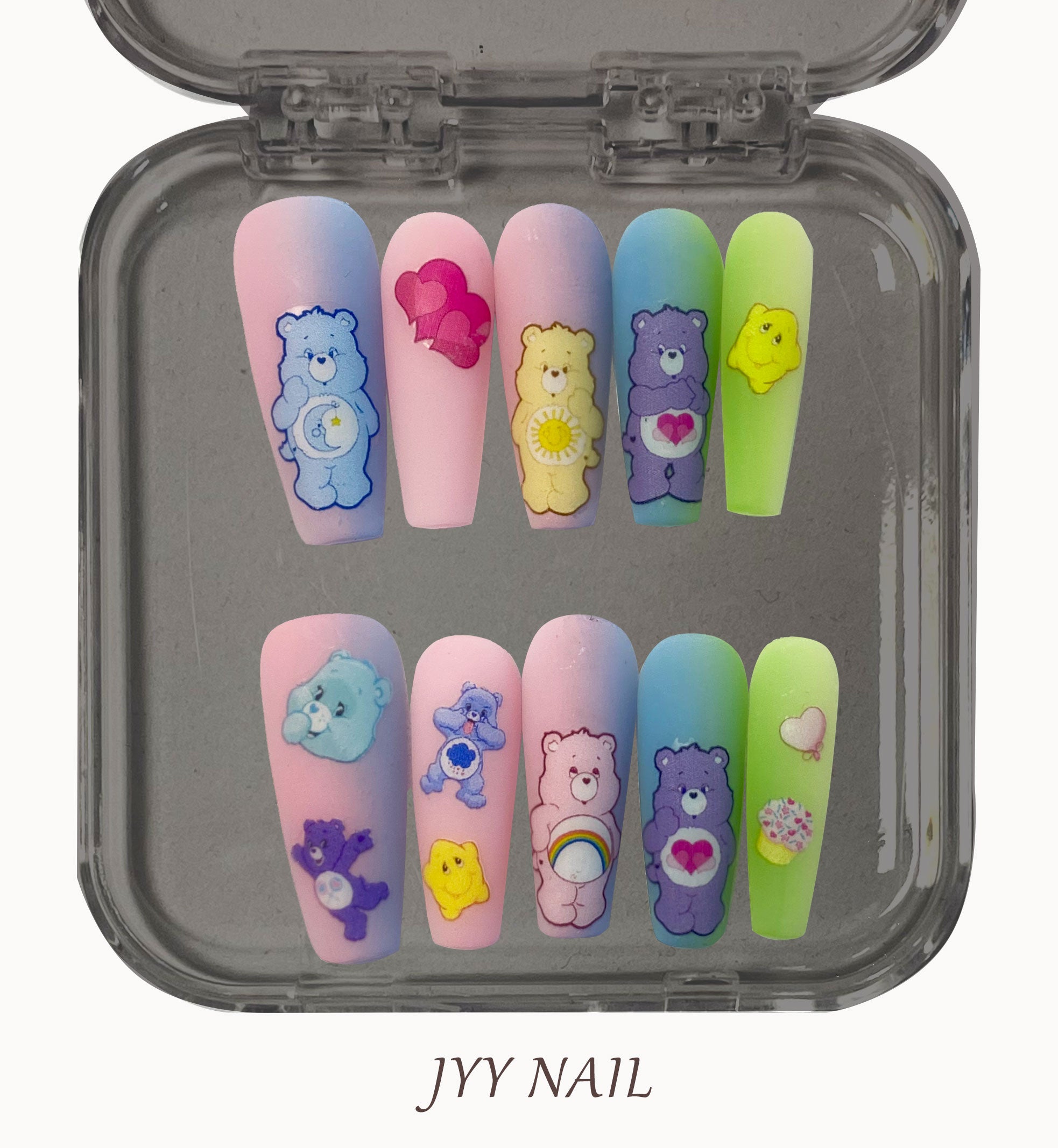 A134 Oso pintado: serie de diseños de uñas con osos pintados a mano de estilo lindo