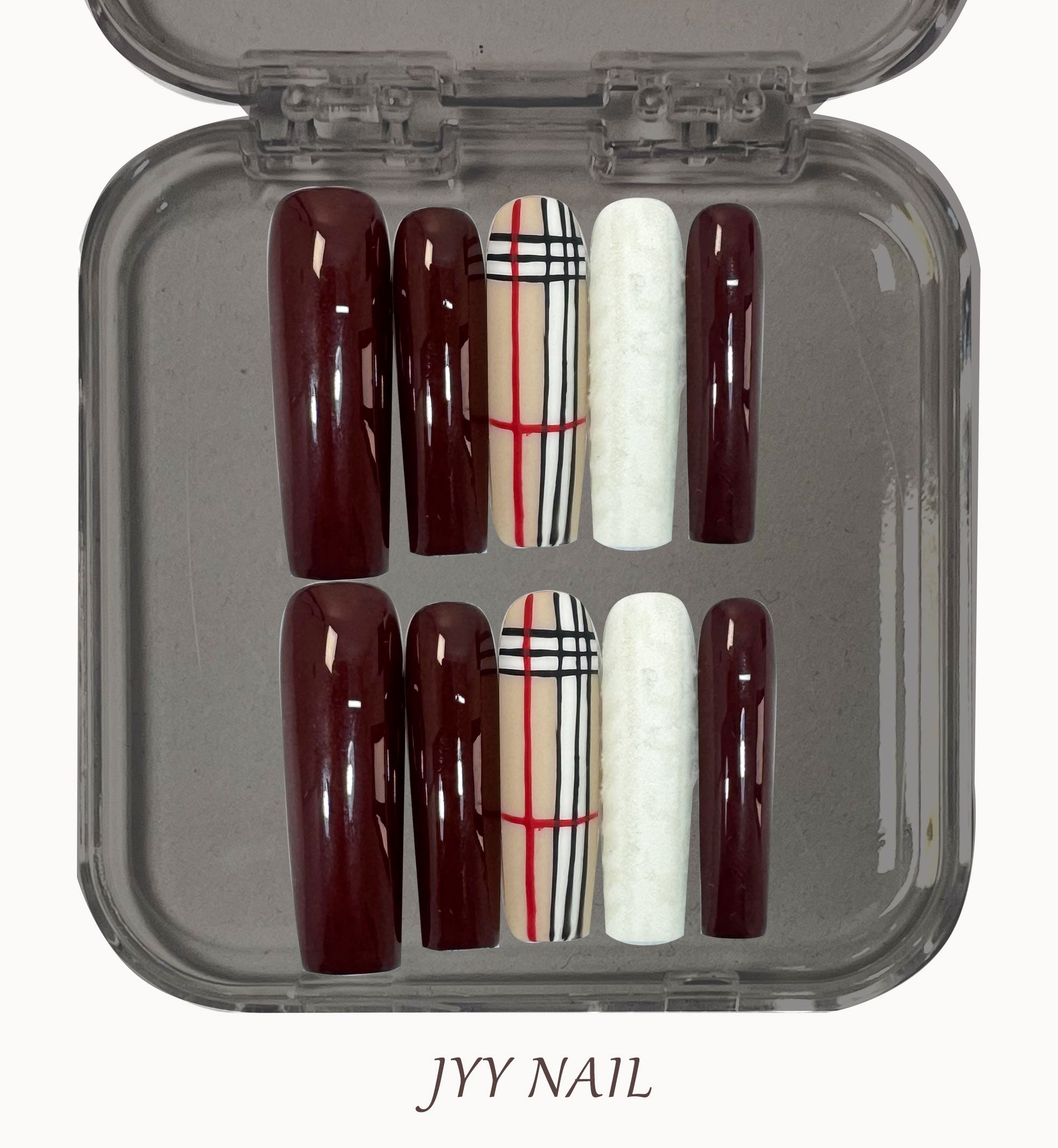 A158 Red khaki check:Red khaki lattice pure hand-painted wear nail custom high luxury