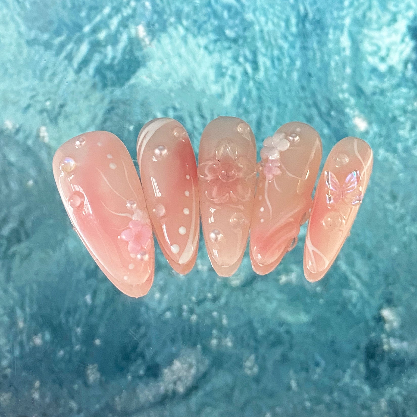 A174 Frozen splash:Pure hand sculpture spray three-dimensional custom manicure