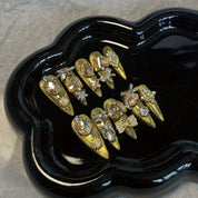 A1896-Meiyi Yi's original designer's heavy hand-painted French cat's eye nail art