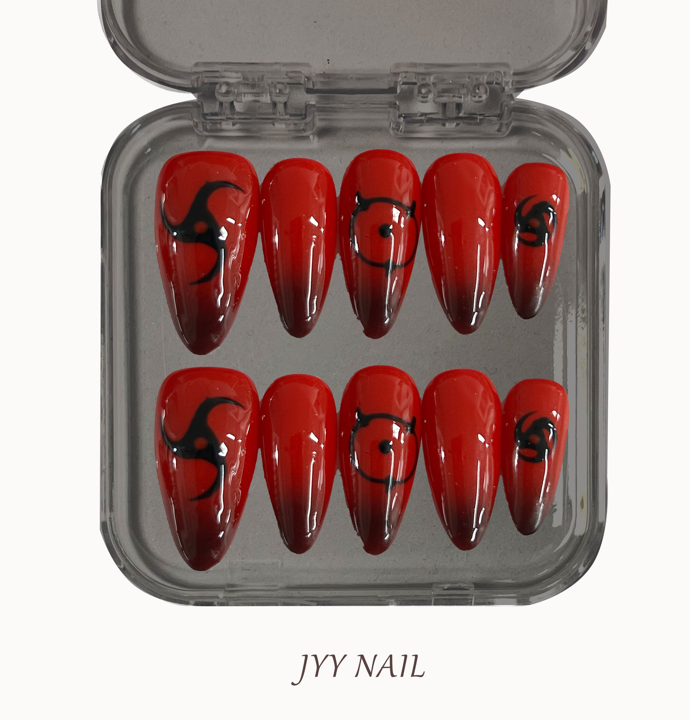A310 Red-black gradient:Red and black gradient high luxury custom manicure