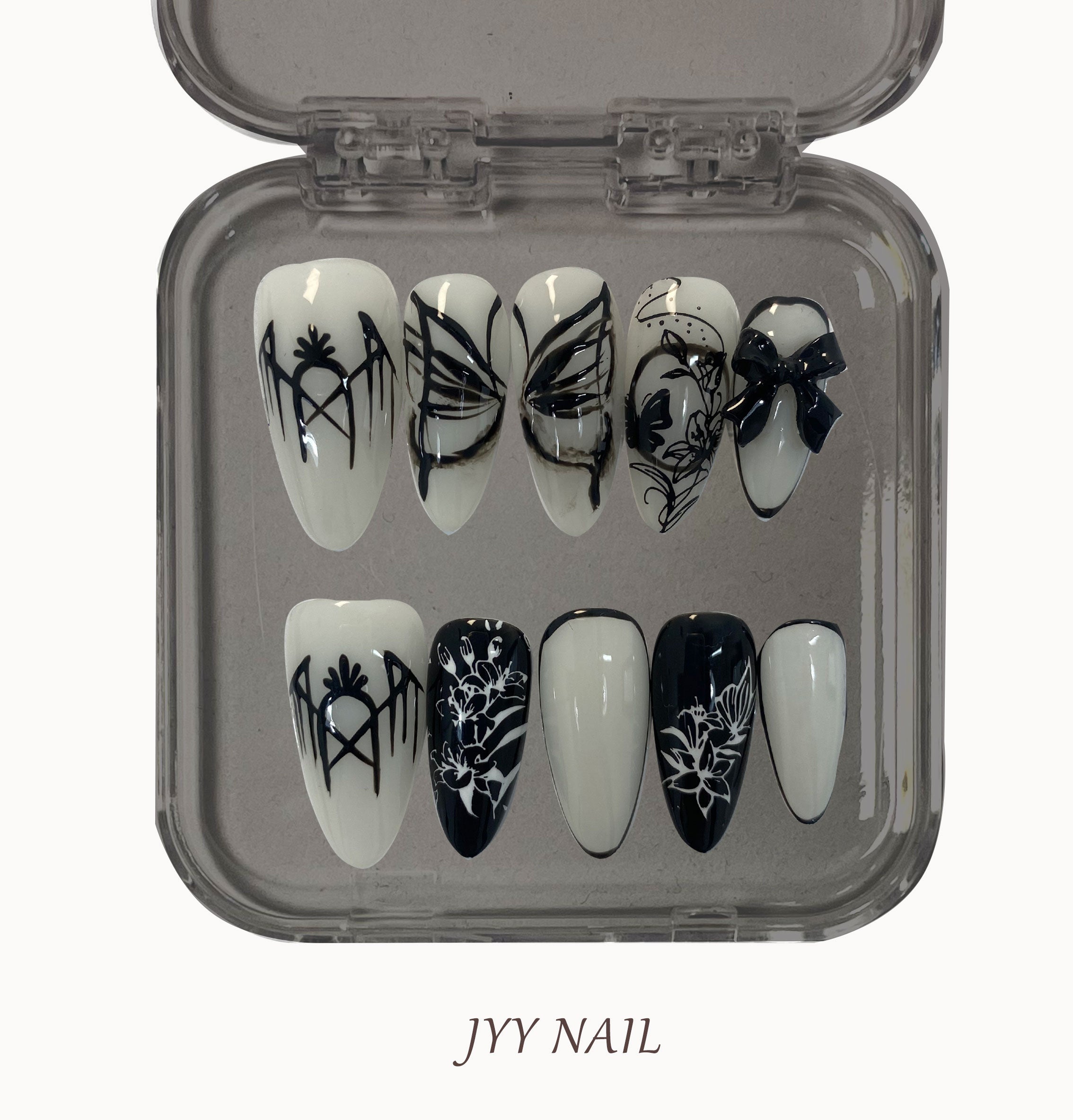 A328 White butterfly:White butterfly pure hand-painted manicure High luxury custom manicure