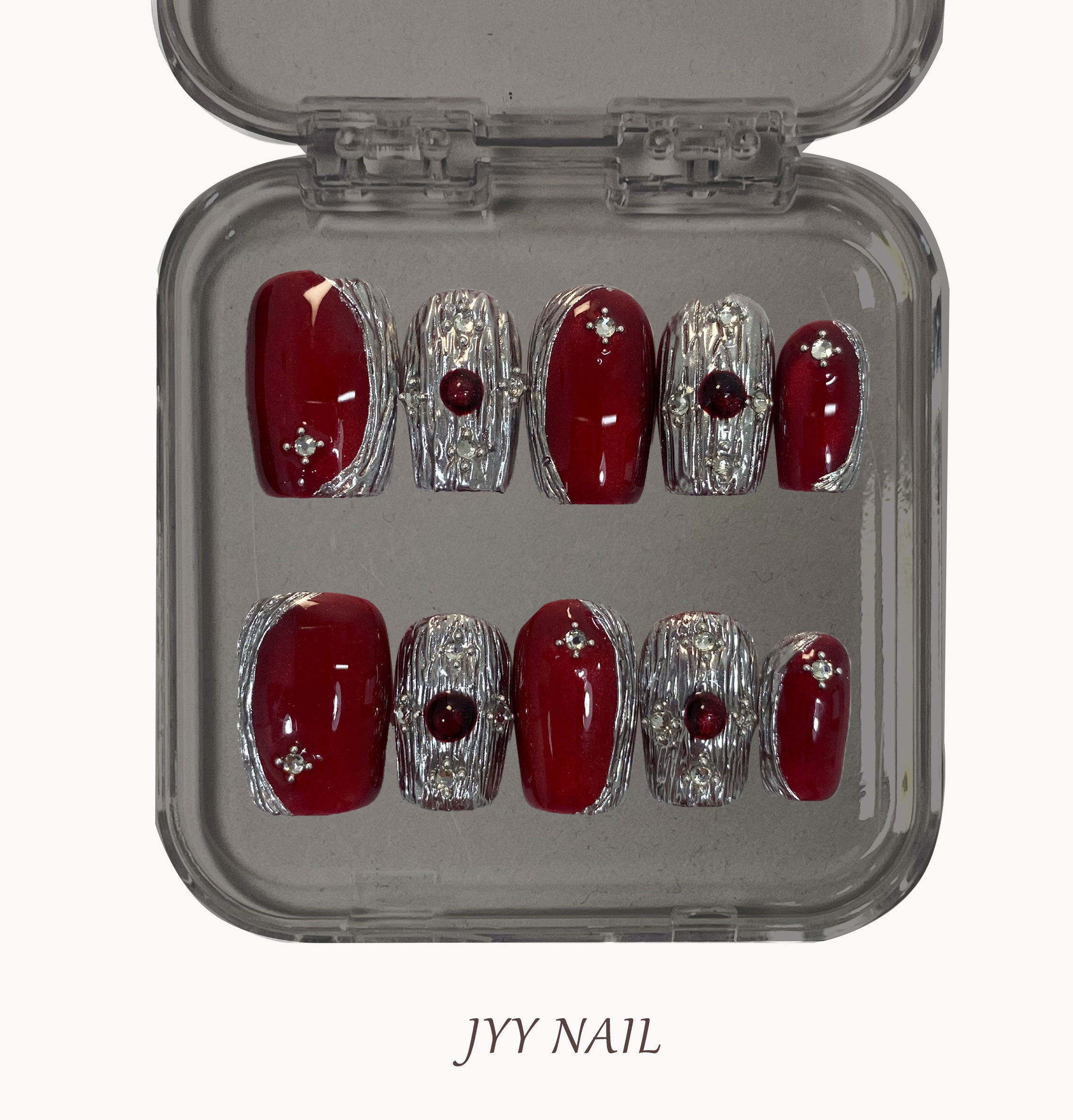 A329 The red buccilati:Red buccerati hand painted custom high luxury manicure