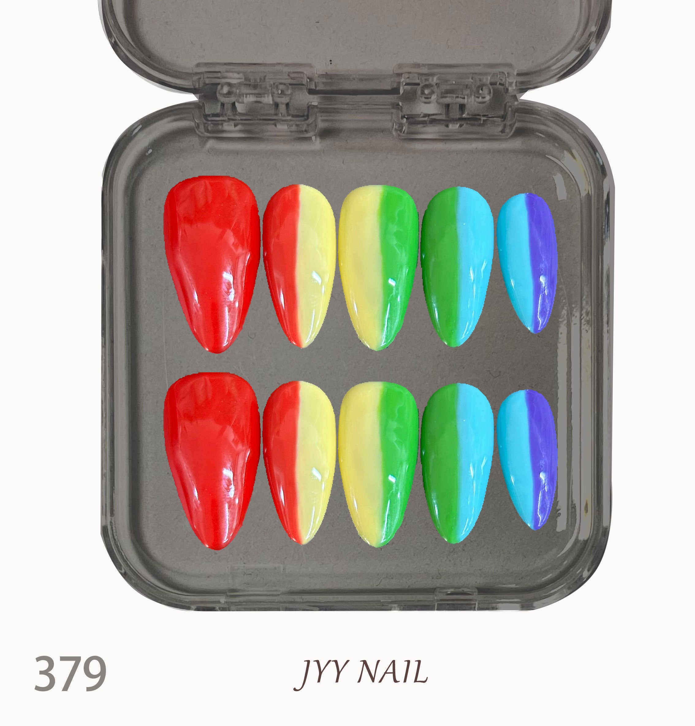 A379 Rainbow:Hand-painted Rainbow series Good luck nail art