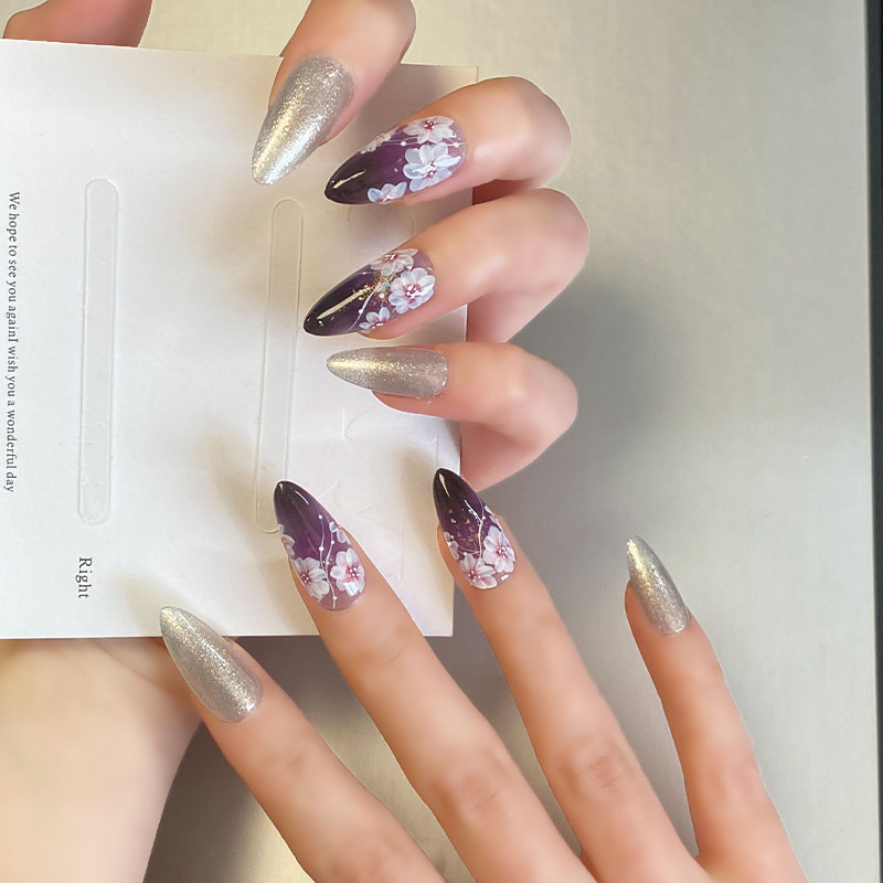 A1135-Meiyi Yi's original designer's heavy hand-painted French cat's eye nail art
