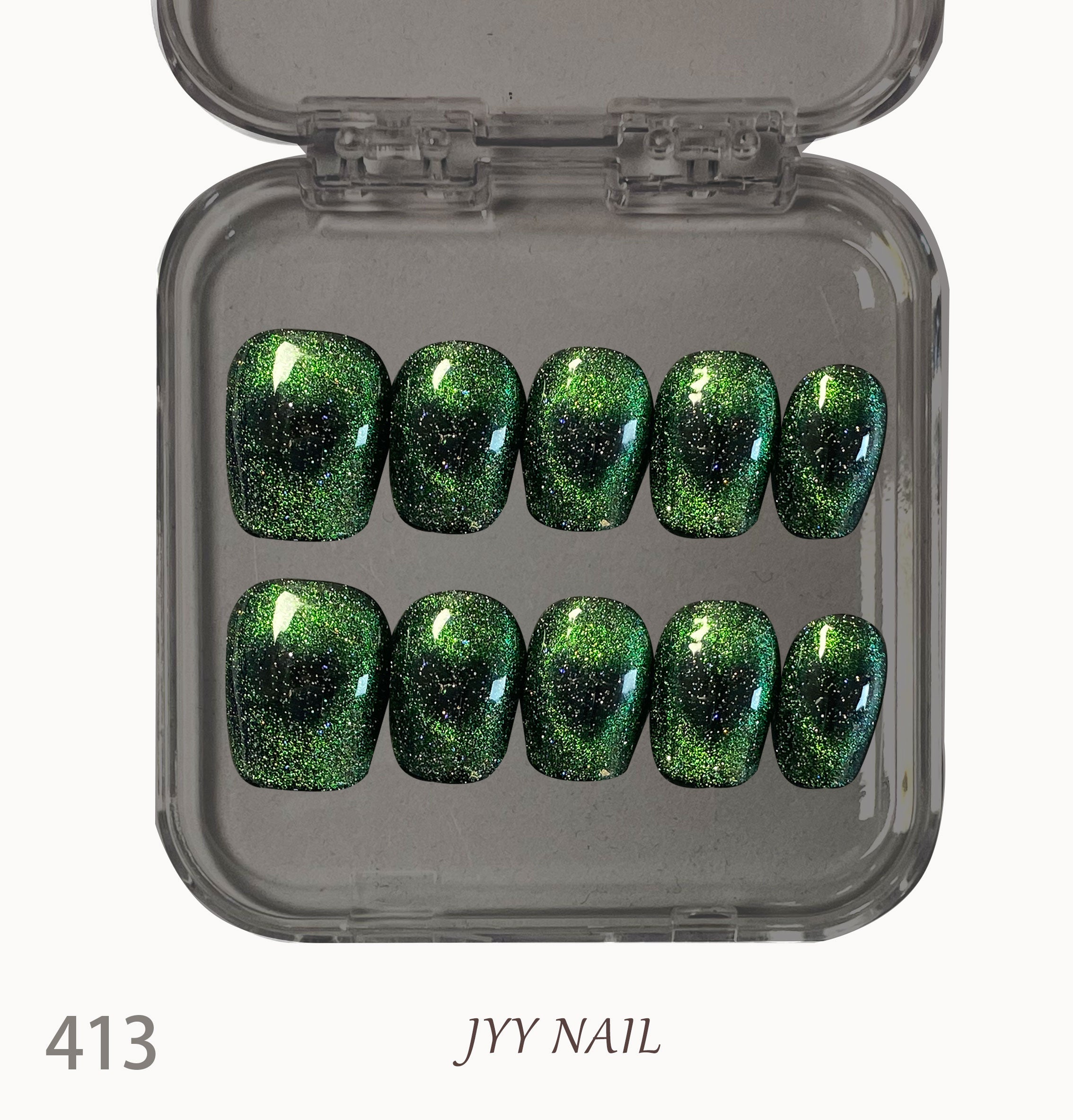 A413 Green love cat eyes:Pure hand suction love green cat eye high luxury