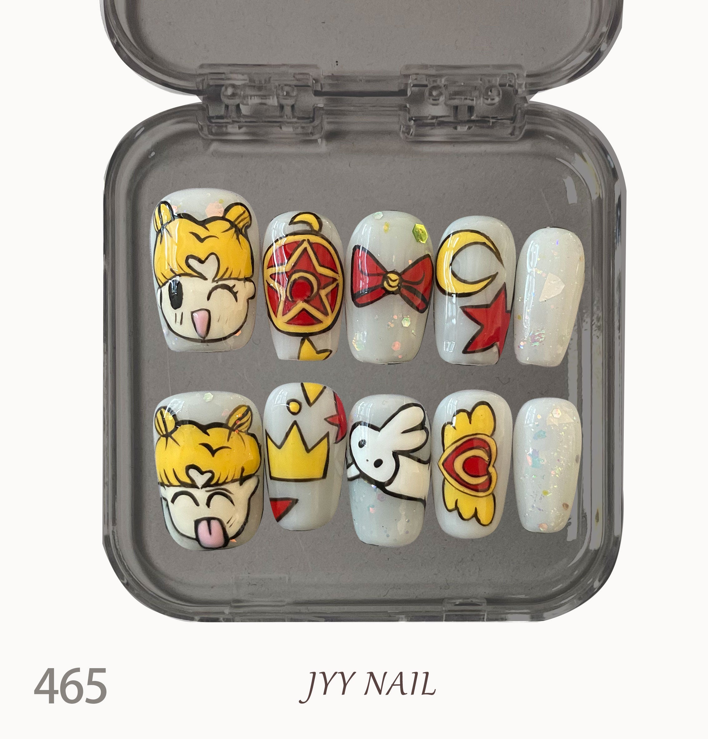 A465 Cartoon Sailor Moon:Pure hand-painted high-end custom manicure