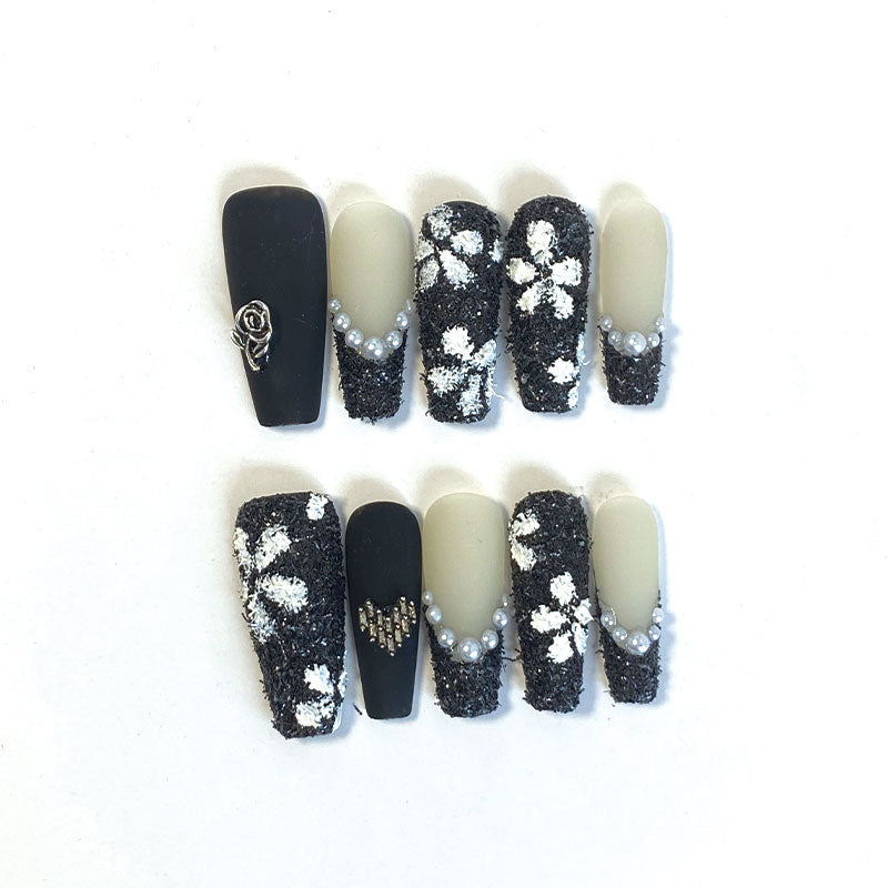 A1895-Meiyi Yi's original designer's heavy hand-painted French cat's eye nail art