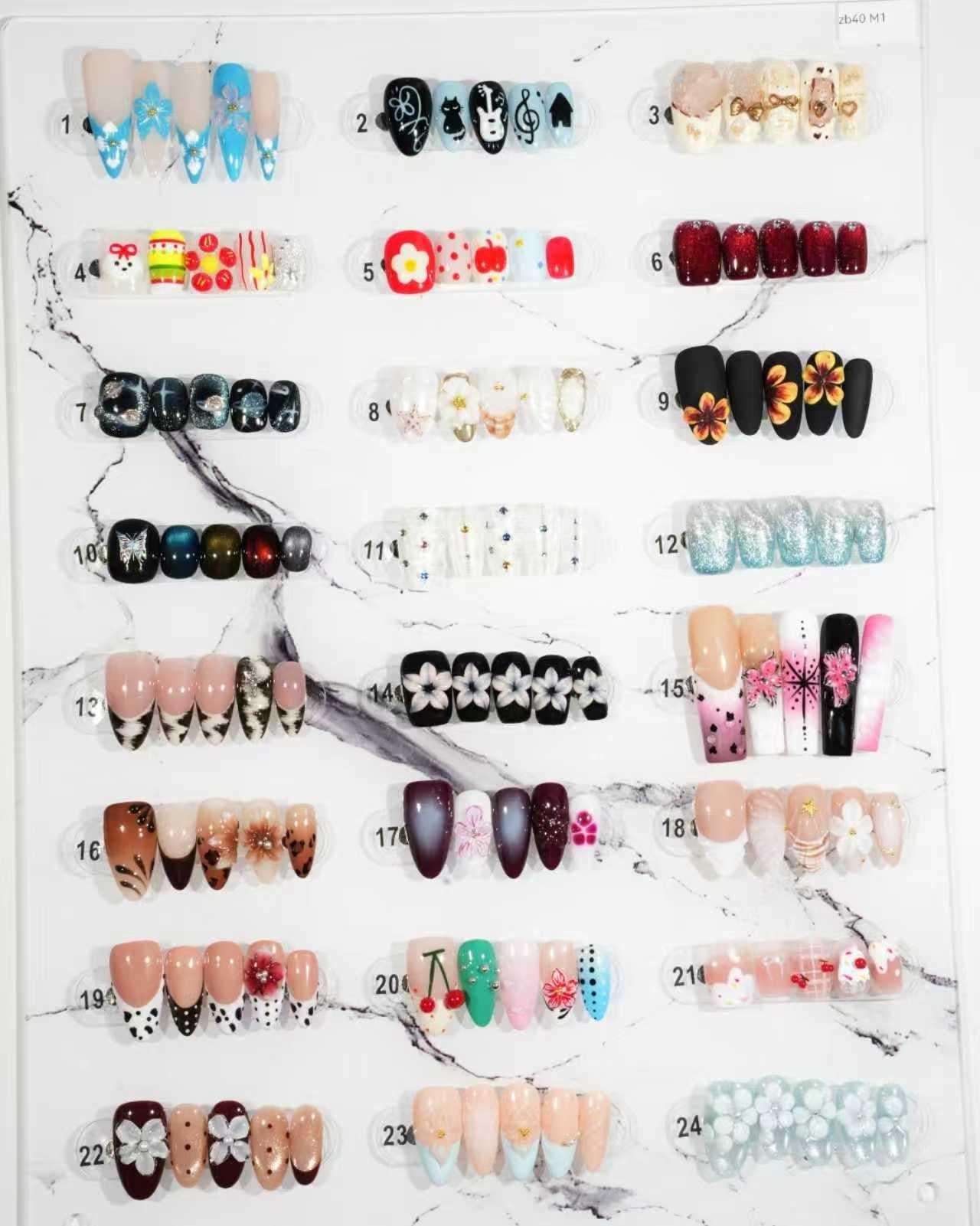 zb40..Different styles press on nails display