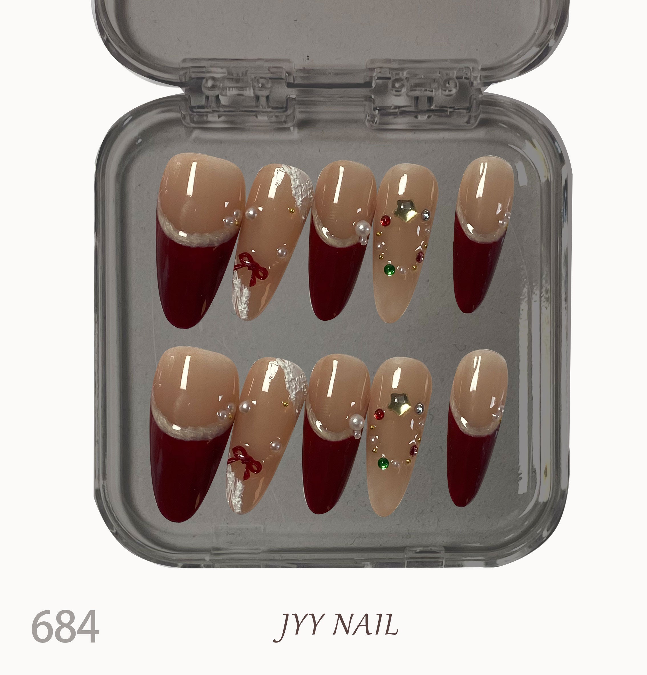 A684French bow：Hand-painted French bow nails