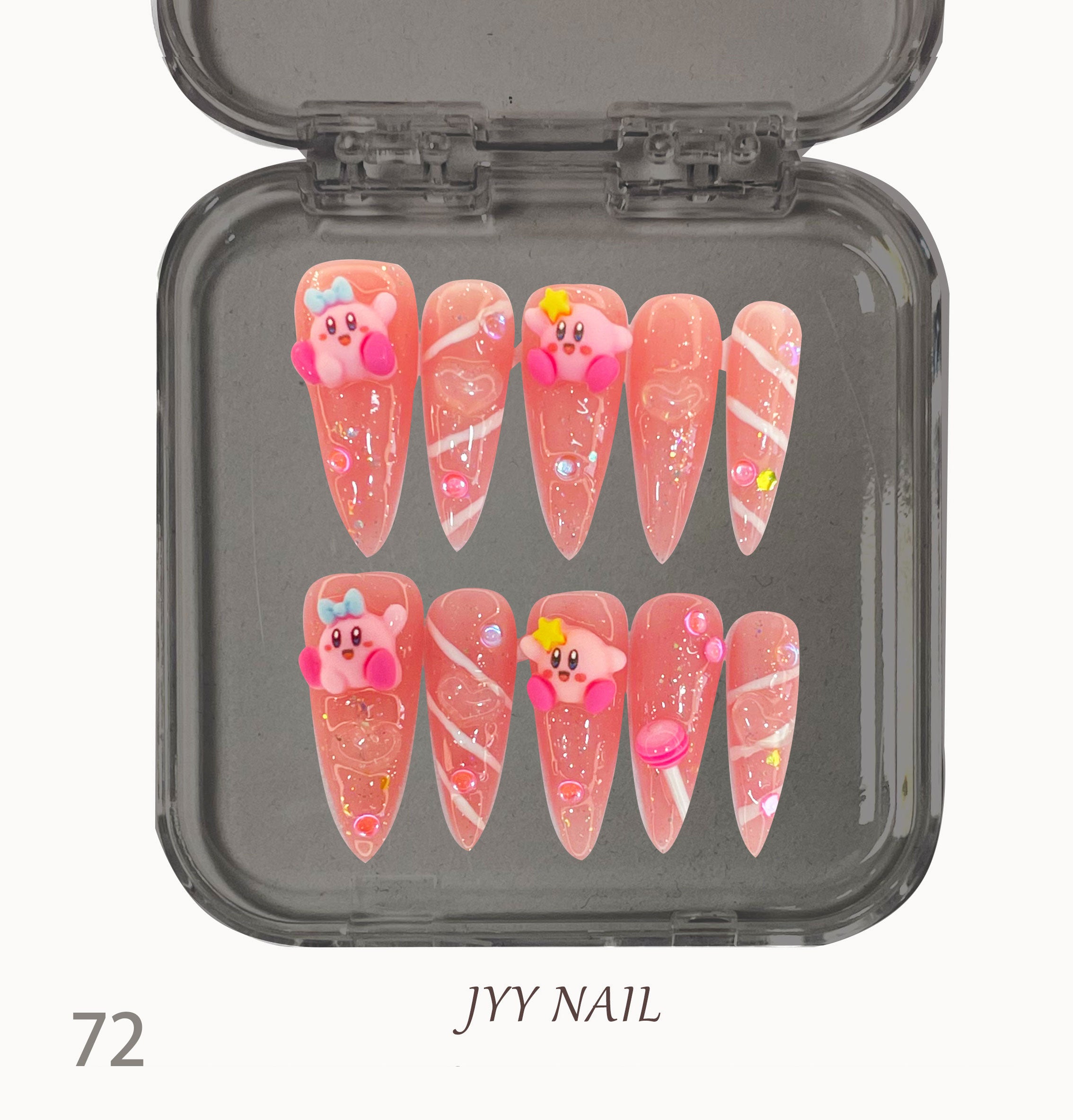A72 Star Kirby:Star Kabi custom manicure press on nails